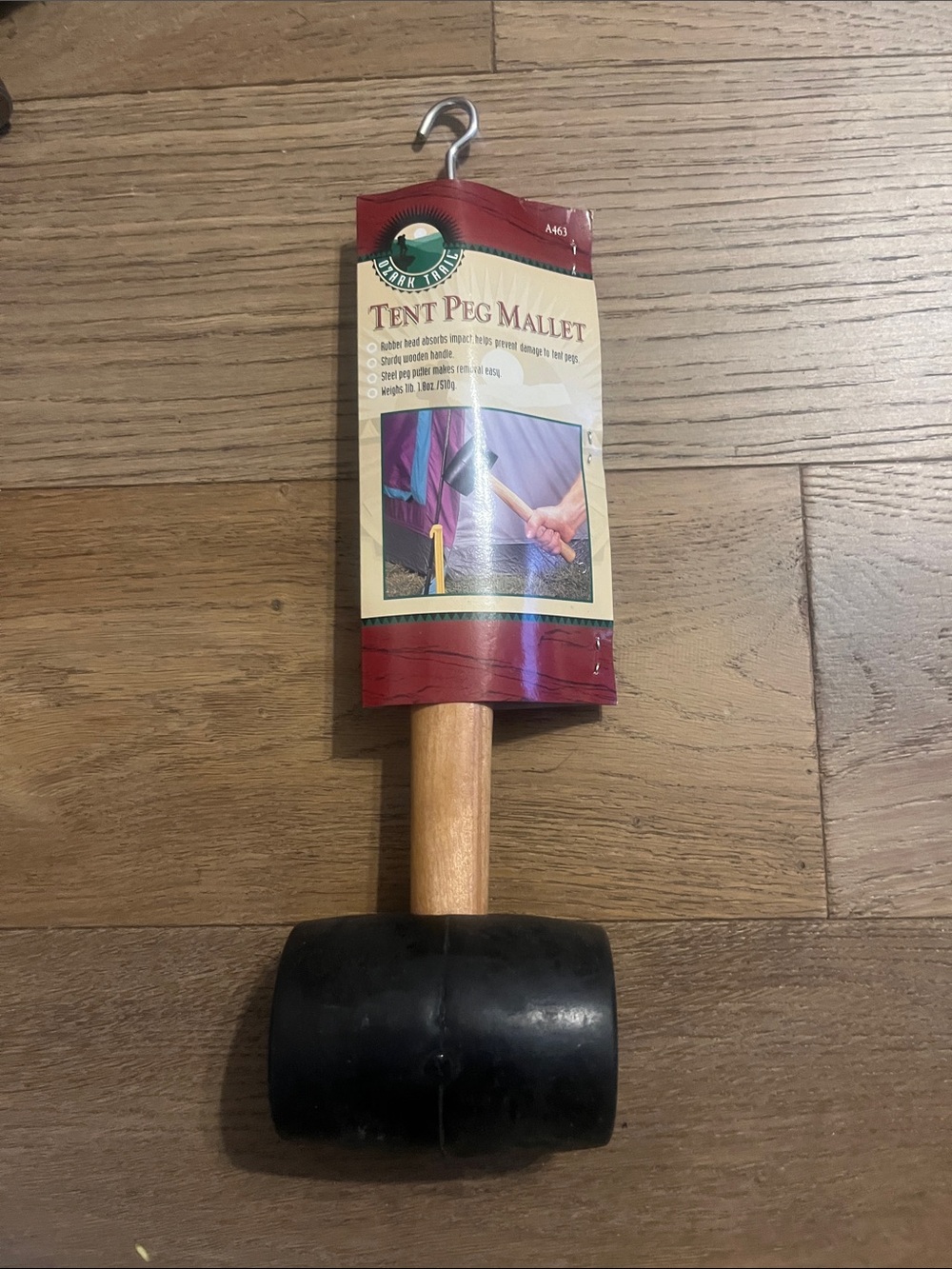 Ozark Trail Tent Black Rubber-Head Tent Peg Mallet with Wood Handle